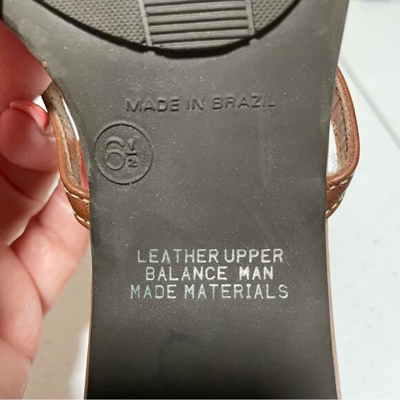 Saddle Tan Cognac Heeled Strappy Sandal Shoes Made in Brazil Size 6.5 - Picture 13 of 16